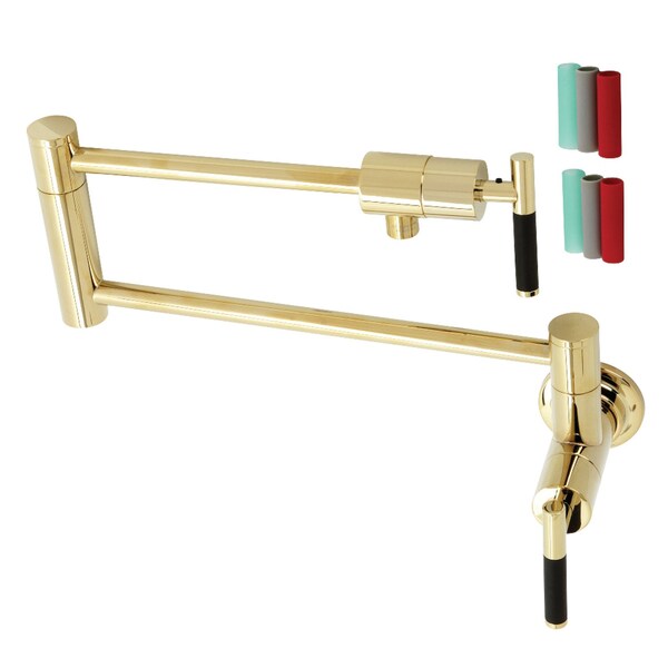KS4102CKL Kaiser Wall Mount Pot Filler Faucet, Polished Brass